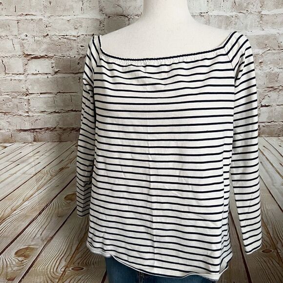 Theory Aprine K striped knit top off the shoulder - Picture 3 of 5